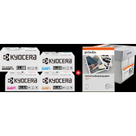 Kyocera TK-5450 MCVP nero / ciano / magenta / giallo / Bianco Value Pack (+ Prindo Universal Papier 2500 Blatt)