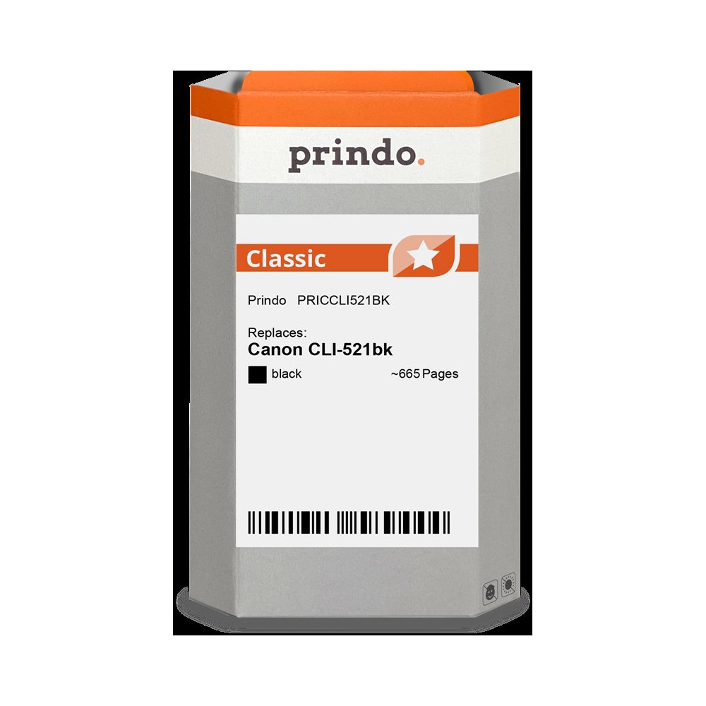 compatibile con Canon CLI-521bk nero (2933B001)  Prindo Classic nero Cartuccia d'inchiostro