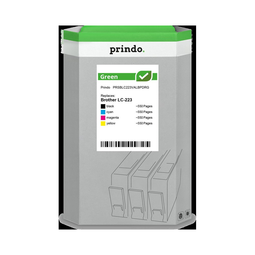 compatibile con Brother LC-223  Prindo Green Multipack nero / ciano / magenta / giallo