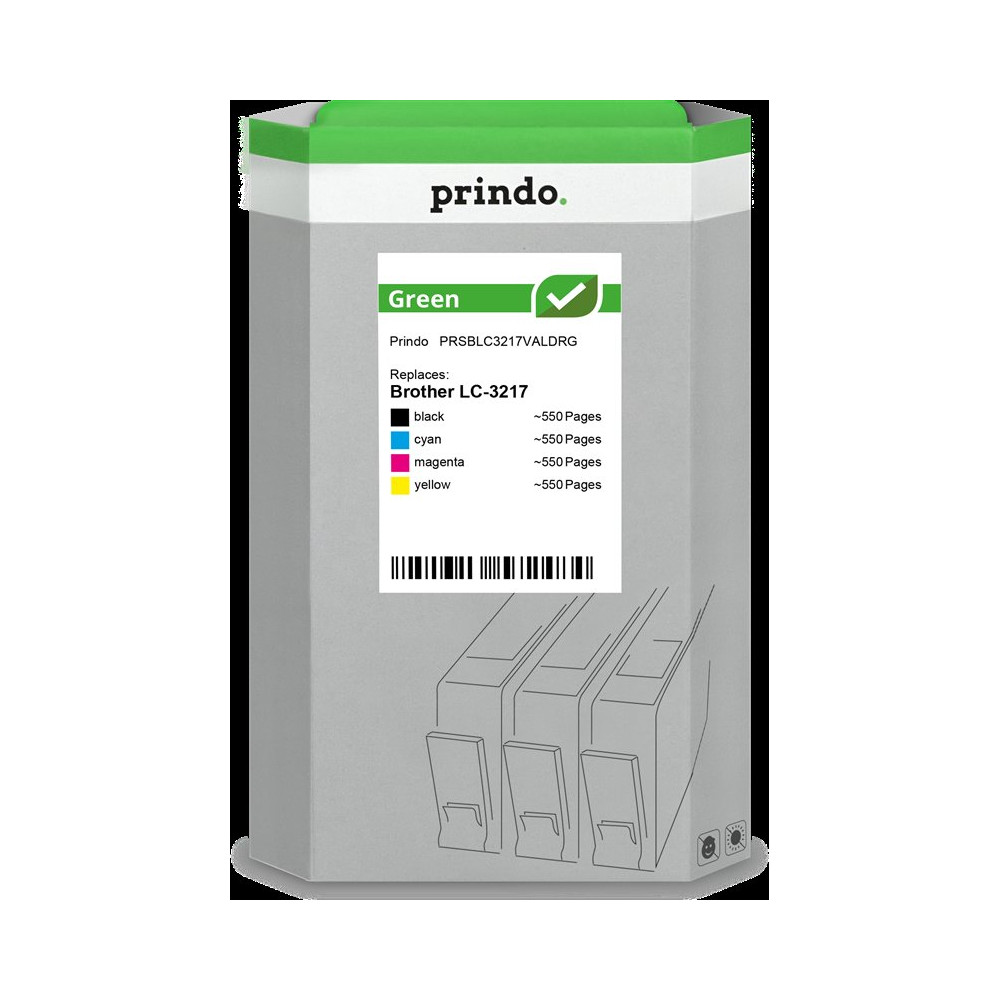 compatibile con Brother LC-3217  Prindo Green Multipack nero / ciano / magenta / giallo