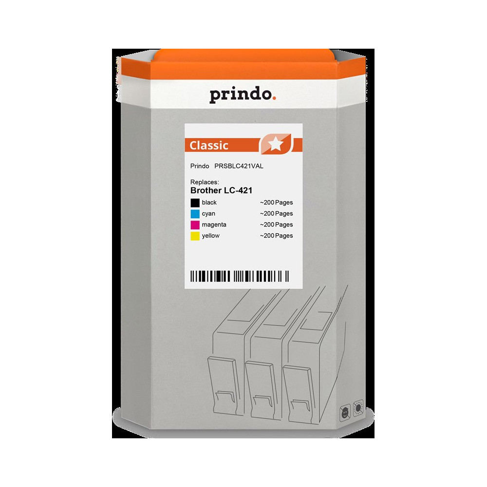 compatibile con Brother LC-421  Prindo Classic Multipack nero / ciano / magenta / giallo