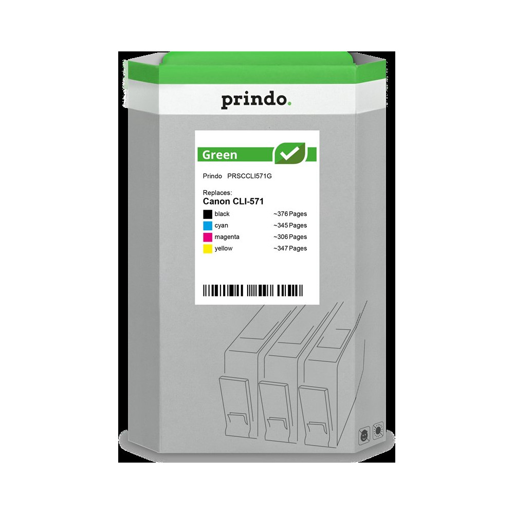 compatibile con Canon CLI-571  Prindo Green Multipack nero / ciano / magenta / giallo