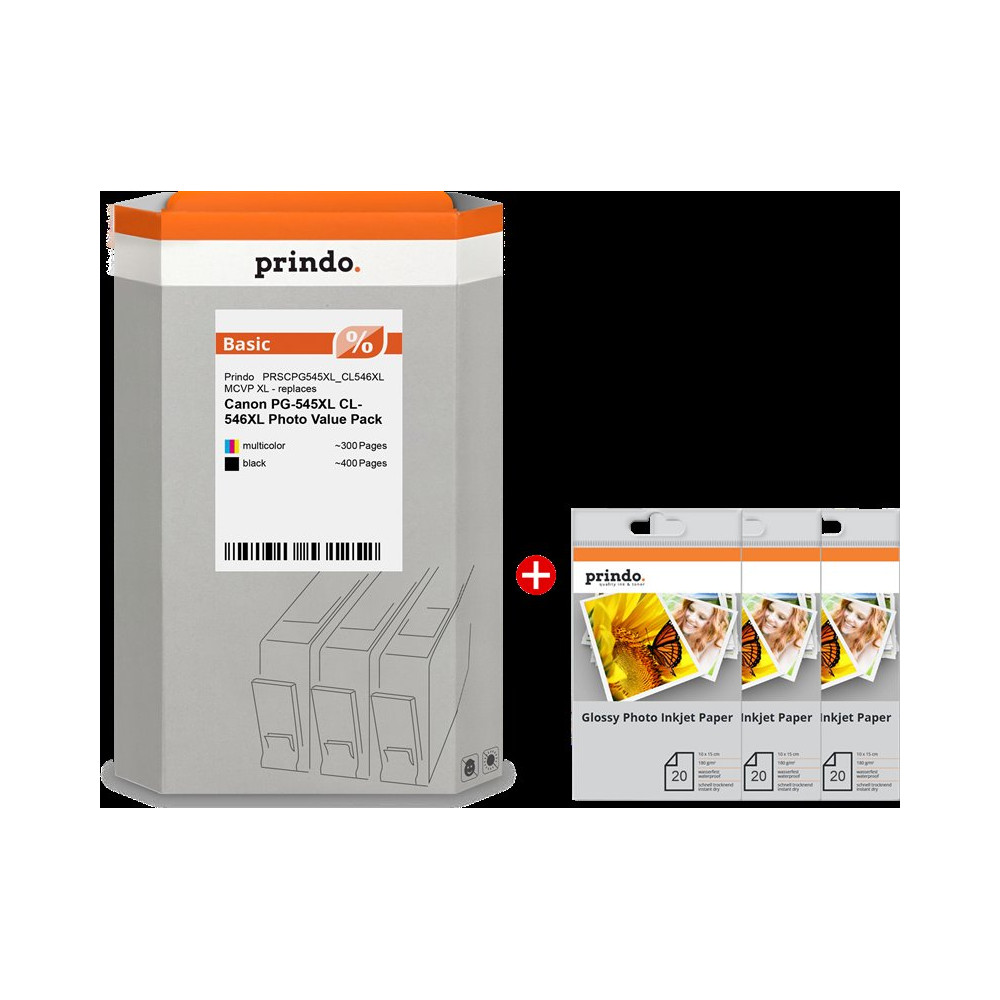 compatibile con Canon PG-545XL + CL-546XL  Prindo Basic XL nero / differenti colori Value Pack