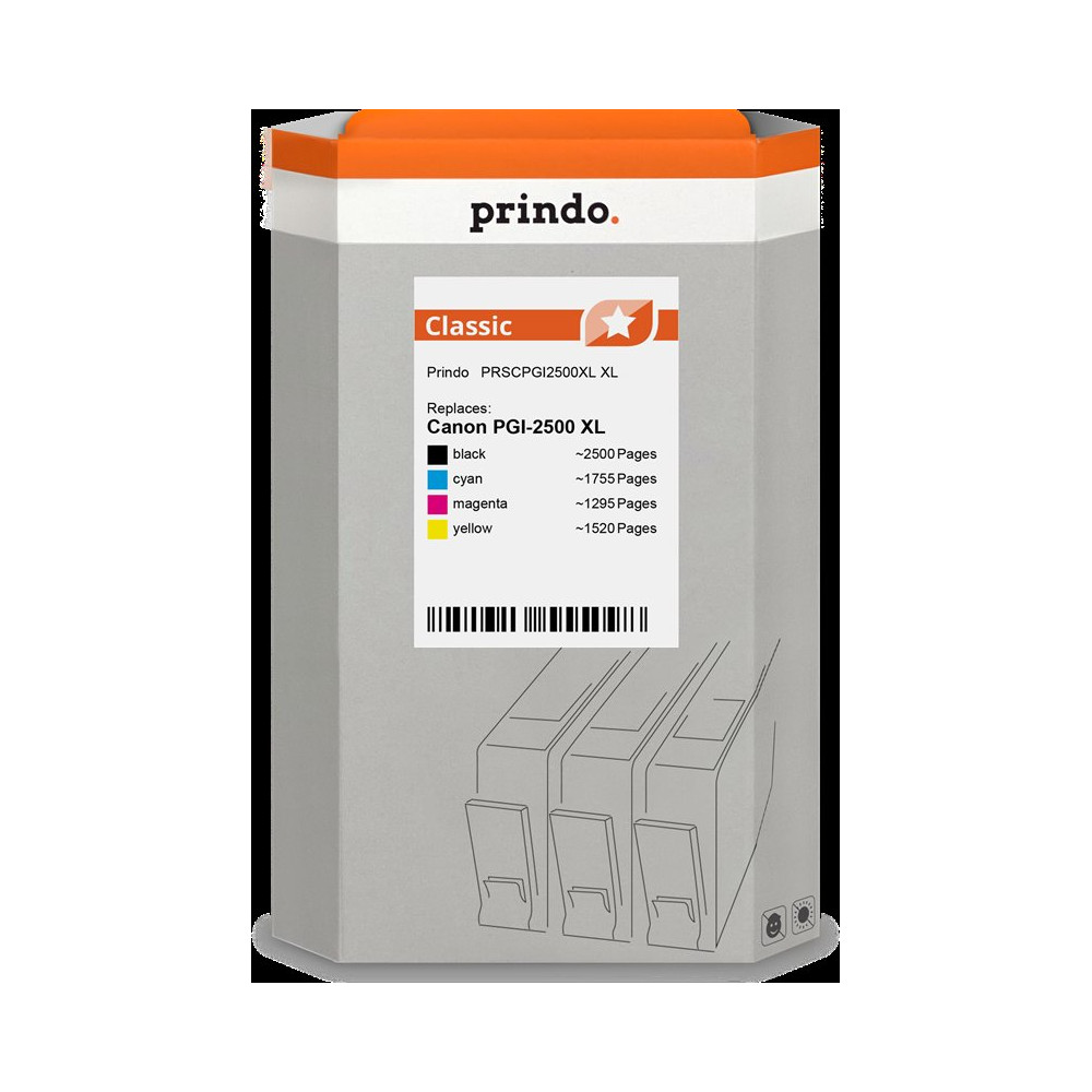 compatibile con Canon PGI-2500 XL  Prindo Classic XL Multipack nero / ciano / magenta / giallo