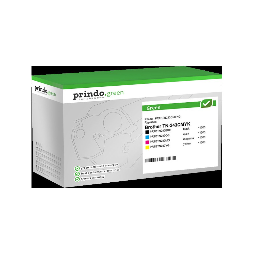 compatibile con Brother TN-243CMYK  Prindo Green Multipack nero / ciano / magenta / giallo