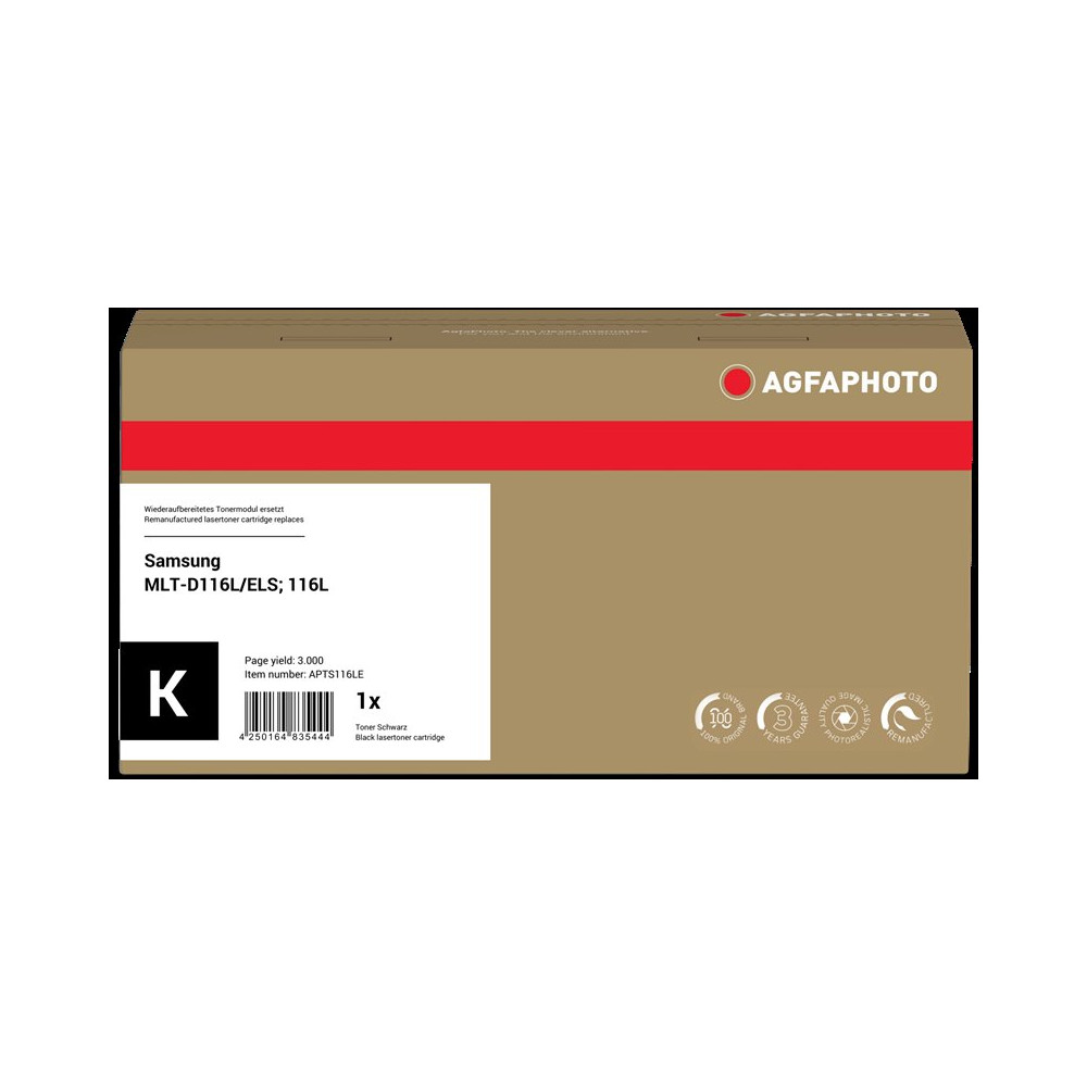 compatibile con Samsung MLT-D116L  Agfa Photo APTS116LE nero toner