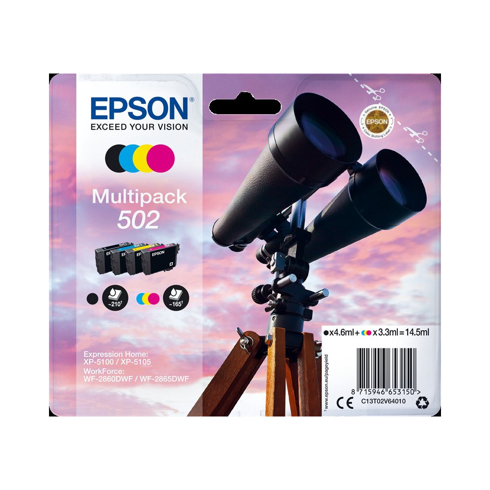 Epson 502 Multipack nero / ciano / magenta / giallo (C13T02V64010)