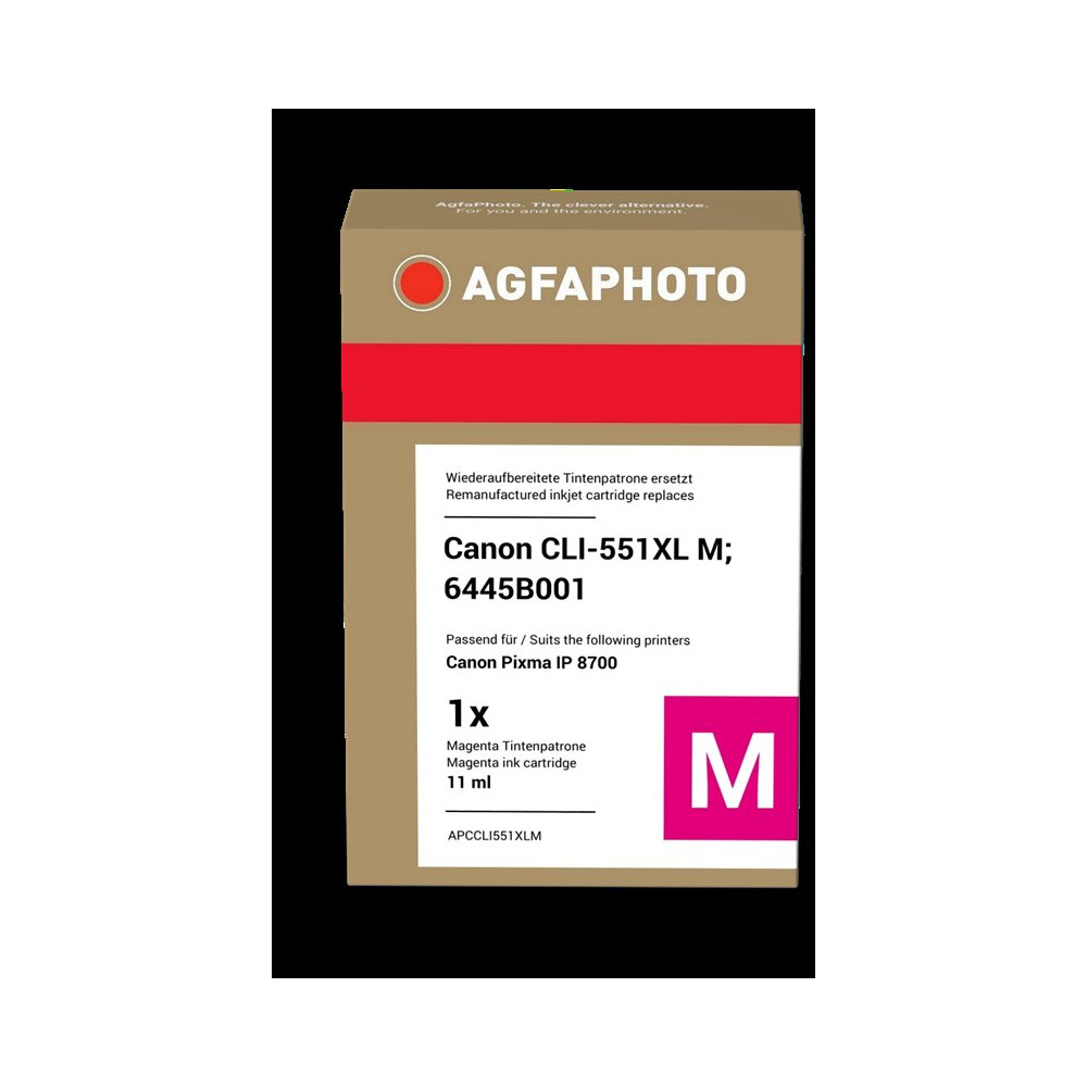 compatibile con Canon CLI-551M XL magenta (6445B001)  Agfa Photo APCCLI551XLM magenta Cartuccia d'inchiostro