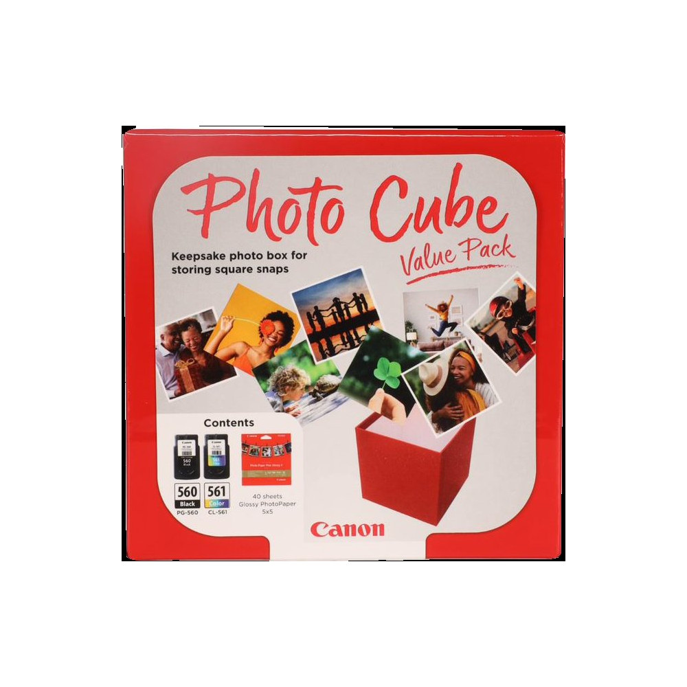 Canon PG-560+CL-561 Photo Cube nero / differenti colori Value Pack (+ 13x13 cm Photo Paper Plus Glossy II 40 Blatt)