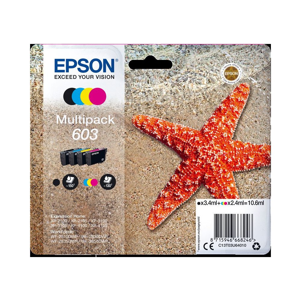 Epson 603 Multipack nero / ciano / magenta / giallo (C13T03U64010)