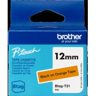Brother Btag-T31 Nastro Nero su arancione