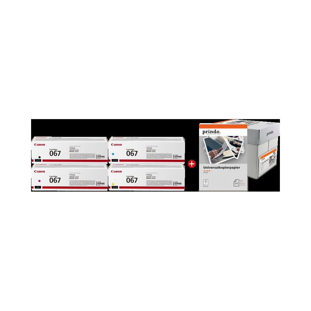 Canon 067 MCVP nero / ciano / magenta / giallo / Bianco Value Pack (+ Prindo Universal Papier 2500 Blatt)