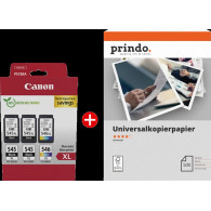 Canon PG-545XL+CL-546XL MCVP nero / differenti colori / Bianco Value Pack (+ Prindo Universal Papier 500 Blatt)