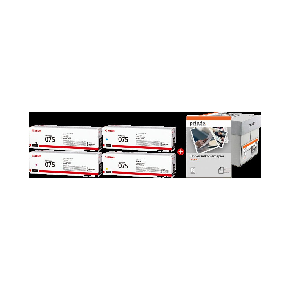 Canon 075 MCVP nero / ciano / magenta / giallo / Bianco Value Pack (+ Prindo Universal Papier 2500 Blatt)