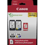 Canon PG-545 + CL-546 nero / differenti colori / Bianco Value Pack (+ 10x15 cm Fotopapier 50 Blatt)