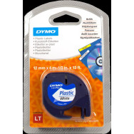 DYMO 91221 Nastro LetraTAG in plastica 12mm x 4m Nastro Nero su bianco