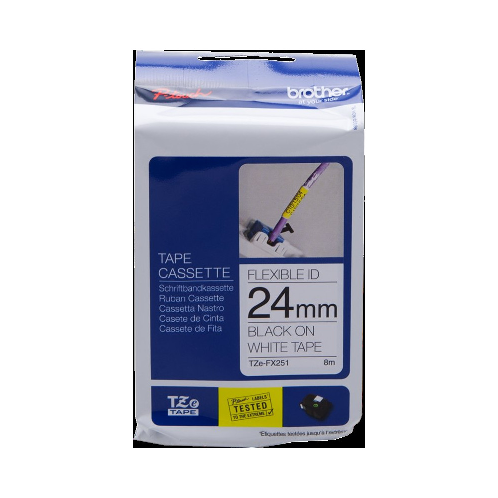 Brother TZe-FX251 Nastro Nero su bianco