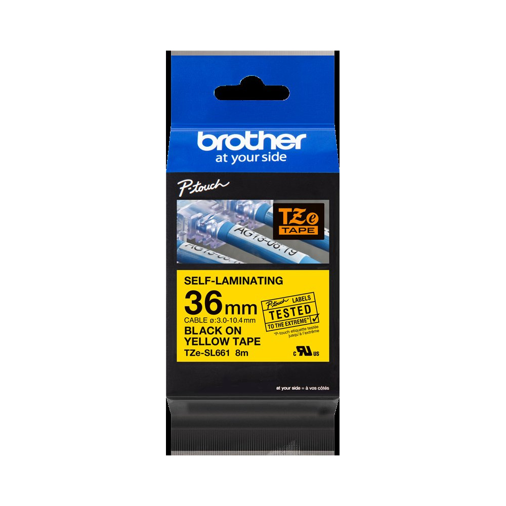 Brother TZe-SL661 Nastro Nero su giallo