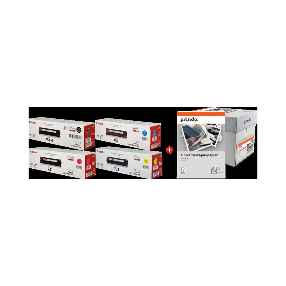 Canon 731 MCVP nero / ciano / magenta / giallo Value Pack (+ Prindo Universal Papier 2500 Blatt)