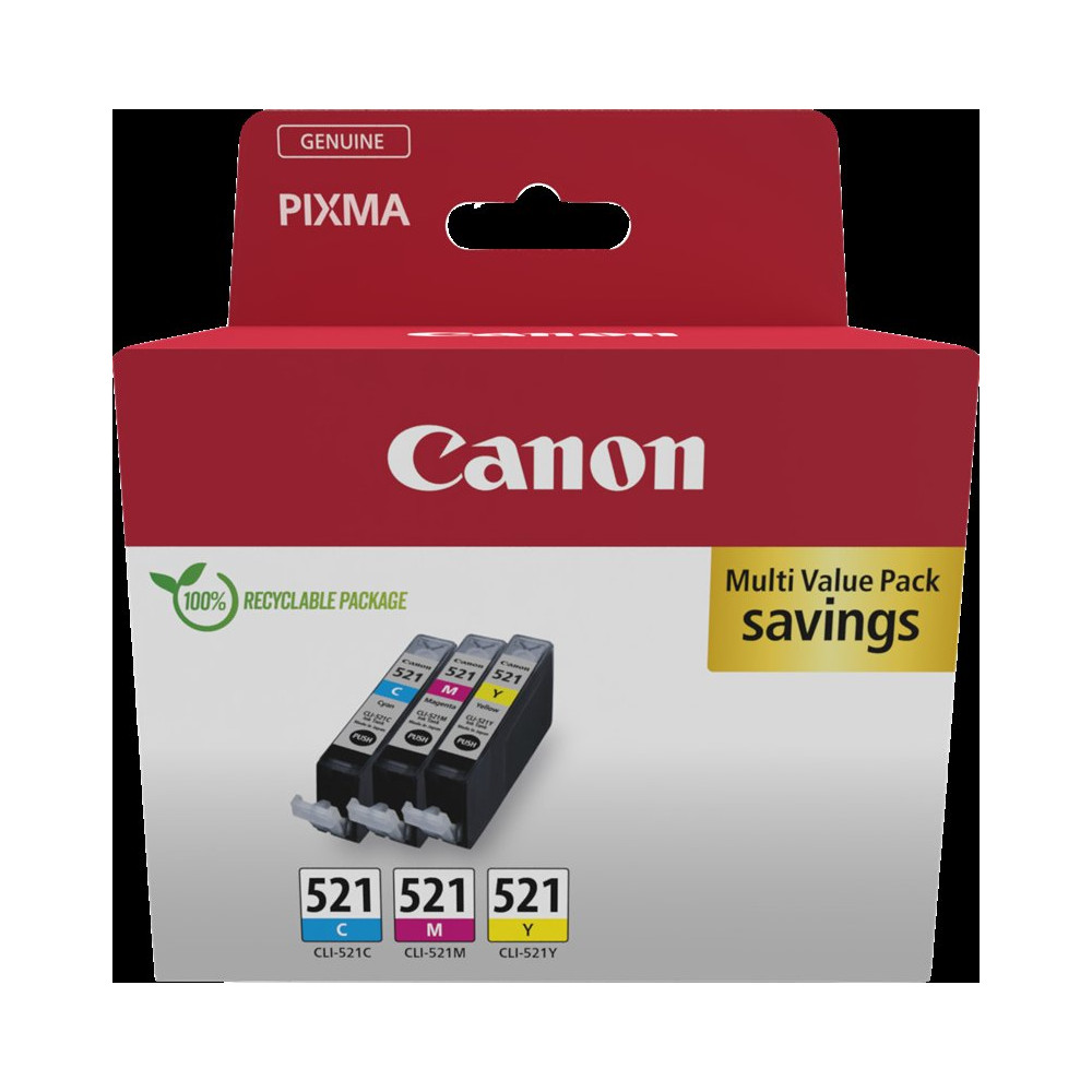 Canon CLI-521 Multipack ciano / magenta / giallo (2934B015)