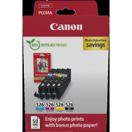 Canon CLI-526 nero / ciano / magenta / giallo Value Pack (+ 10x15 cm Fotopapier 50 Blatt)