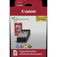 Canon CLI-581 nero / ciano / magenta / giallo Value Pack (+ 10x15 cm Fotopapier 50 Blatt)
