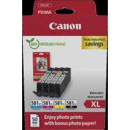 Canon CLI-581 XL nero / ciano / magenta / giallo Value Pack (+ 10x15 cm Fotoglanzpapier Plus II 50 Blatt)