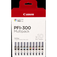 Canon PFI-300 10 Tintentanks Multipack Nero (opaco) / Nero (Foto) / ciano / magenta / giallo / ciano / magenta / Rosso / Grigio 