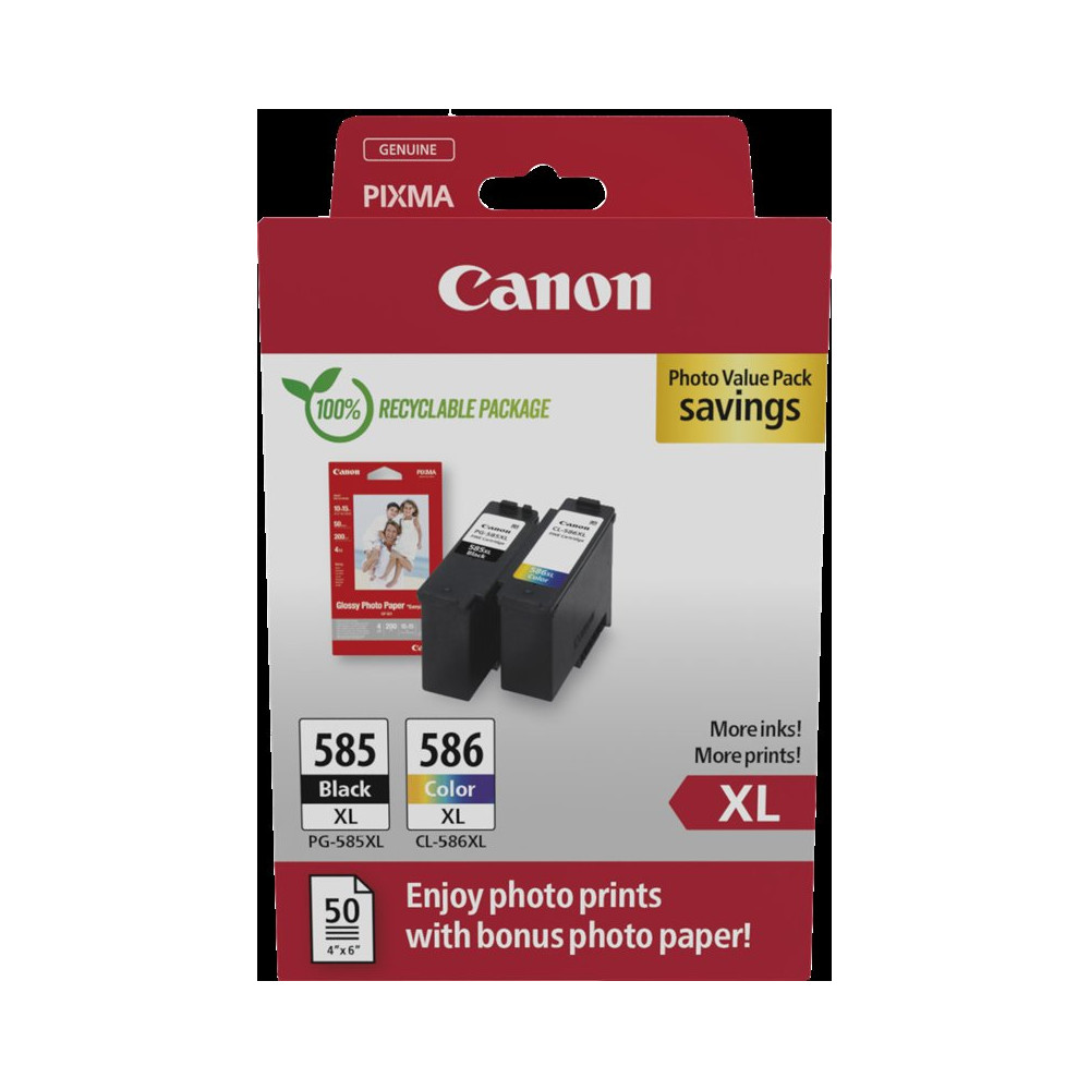 Canon PG-585XL+CL-586XL nero / ciano / magenta / giallo Value Pack (+ 10x15 cm Fotopapier 50 Blatt)