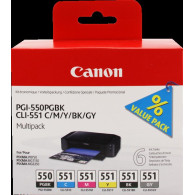 Canon PGI-550+CLI-551 Multipack nero / ciano / magenta / giallo / Grigio (6496B005)