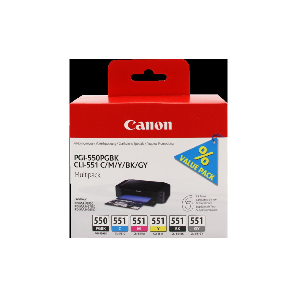 Canon PGI-550+CLI-551 Multipack nero / ciano / magenta / giallo / Grigio (6496B005)