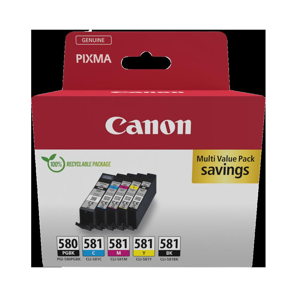Canon PGI-580+CLI-581 Multipack nero / nero / ciano / magenta / giallo (2078C007)