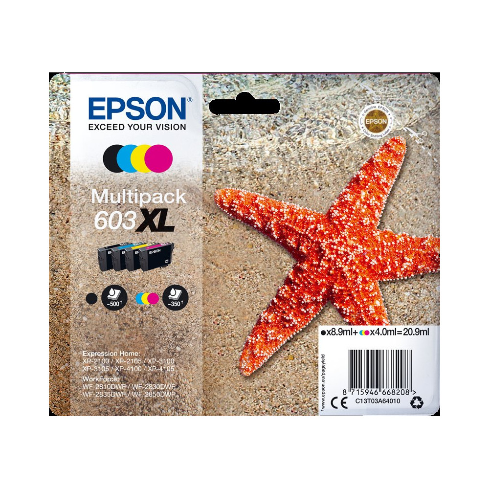 Epson 603XL Multipack nero / ciano / magenta / giallo (C13T03A64010)
