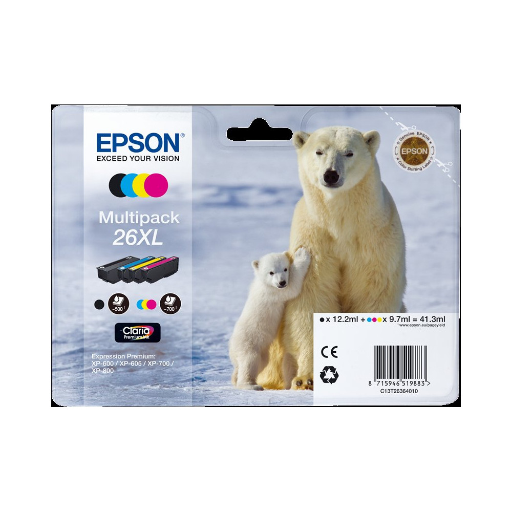 Epson 26 XL Multipack nero / ciano / magenta / giallo (C13T26364010)