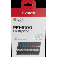 Canon PFI-5100 10 Tintentanks Multipack Nero (opaco) / Nero (Foto) / ciano / magenta / giallo / ciano (Foto) / magenta (Foto) / 