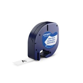 ORIGINAL DYMO Nastro Nero su bianco S0721660 91221 LetraTAG banda di materiale sintentico, 12mm x 4m - S0721660